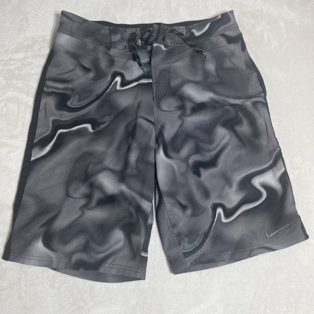 Nike Crazy Pattern Mens Board Shorts Trunk GrayStretch Size M EUC Gym Running